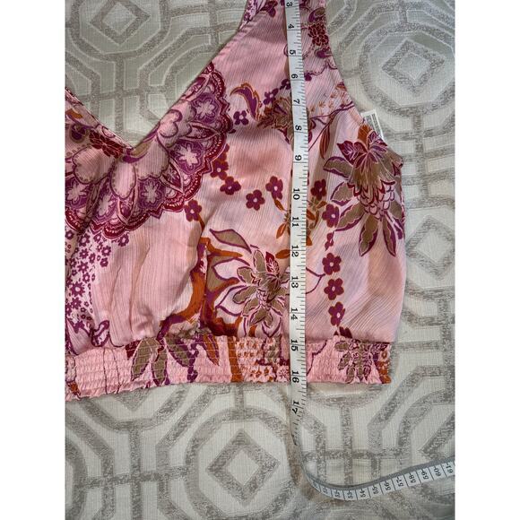 Free People Intimately Weekend In Montauk Floral Cropped Top Sz M Boho, Stretchy - Picture 4 of 6